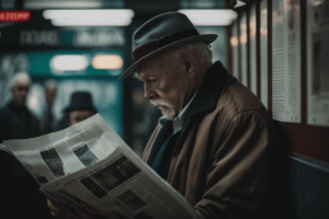 Мужчина читает газету